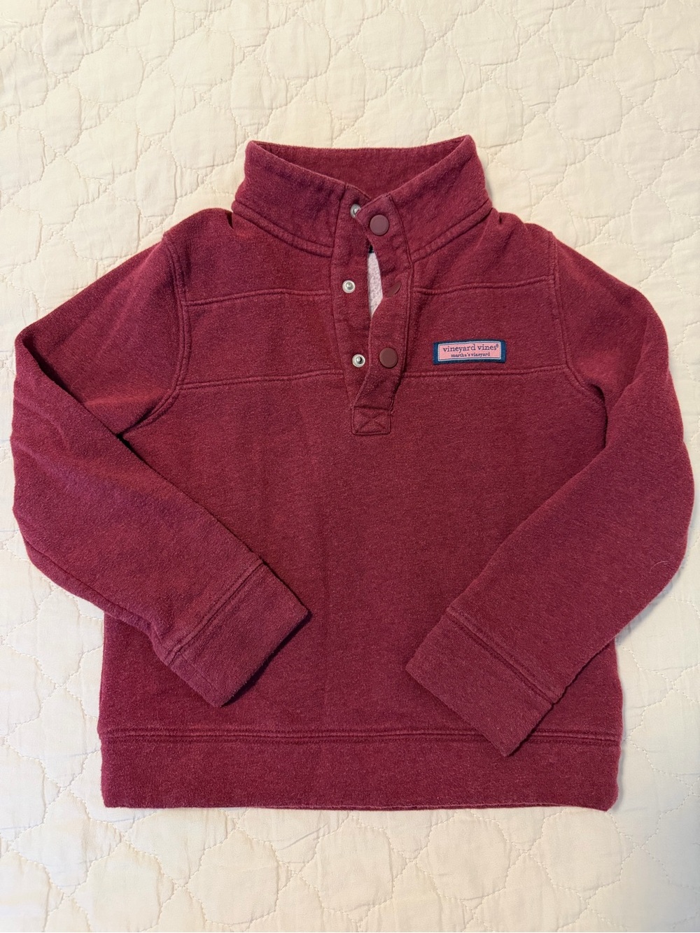 Vineyard Vines Kids Maroon Snap-Front Pullover size 5